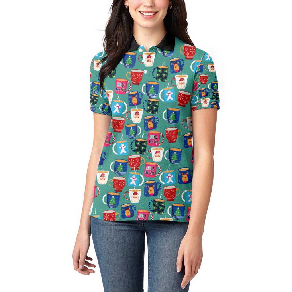 Christmas Teapot Group Women Polo Shirt Xmas Holiday Patterns - Wonder Print Shop