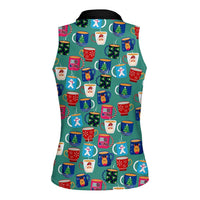 Christmas Teapot Group Women Sleeveless Polo Shirt Xmas Holiday Patterns - Wonder Print Shop