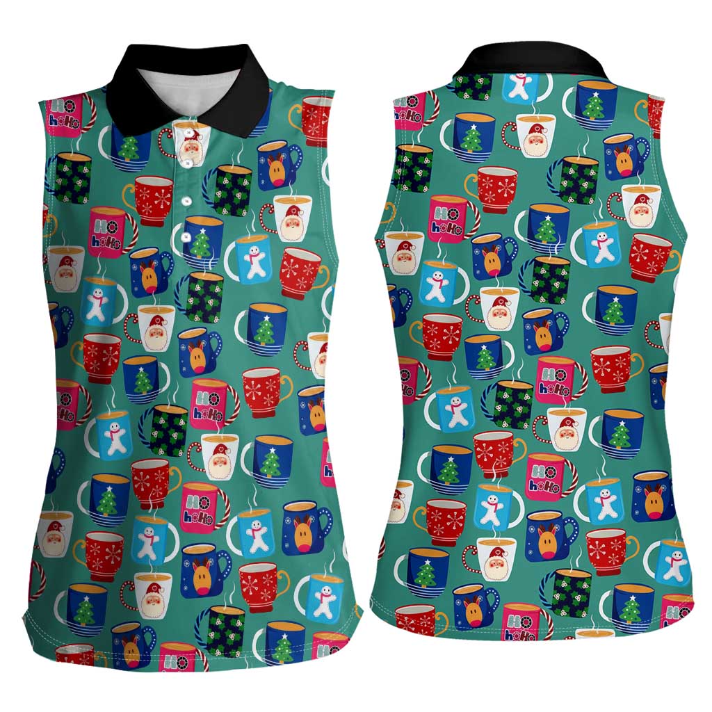 Christmas Teapot Group Women Sleeveless Polo Shirt Xmas Holiday Patterns - Wonder Print Shop