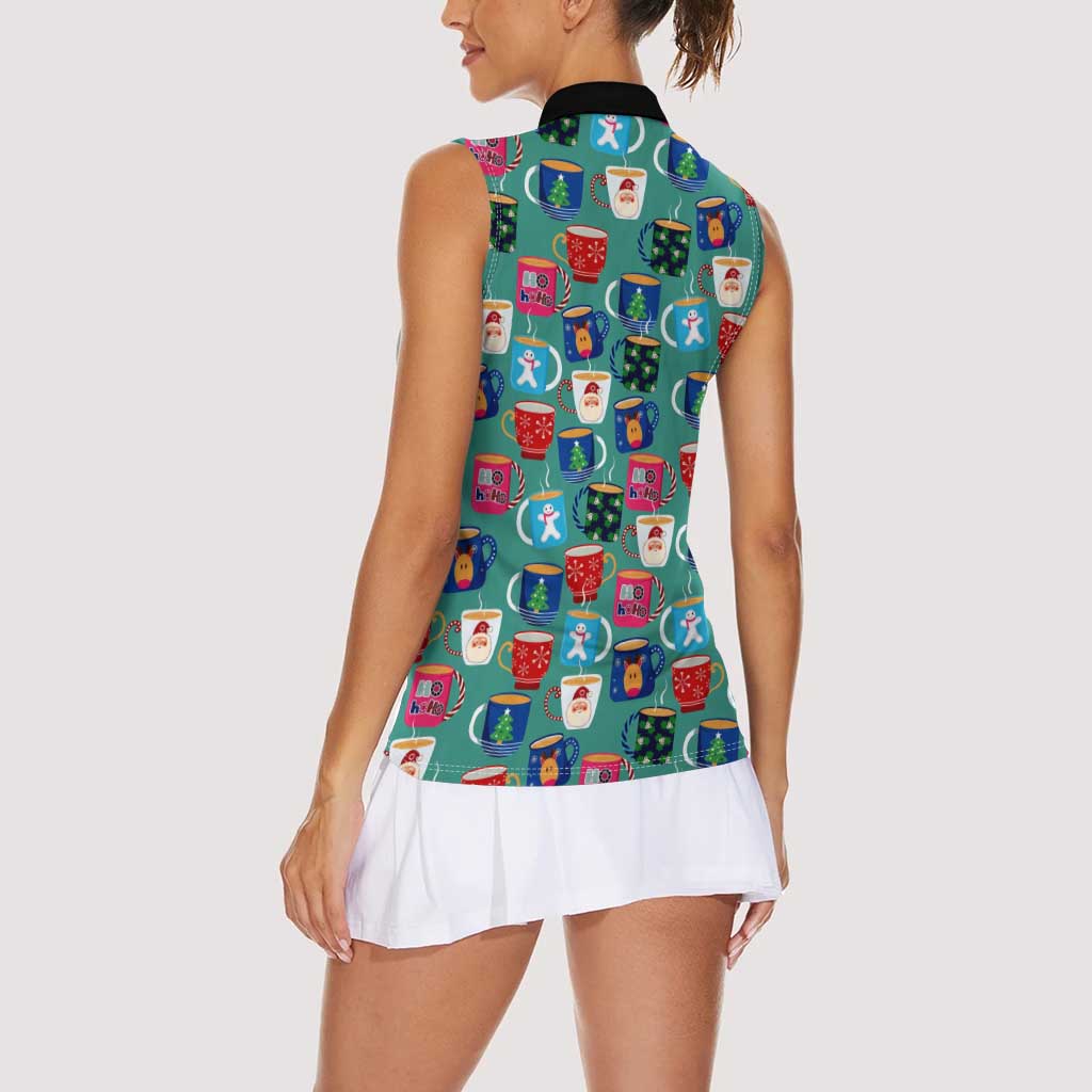Christmas Teapot Group Women Sleeveless Polo Shirt Xmas Holiday Patterns - Wonder Print Shop