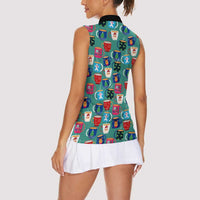 Christmas Teapot Group Women Sleeveless Polo Shirt Xmas Holiday Patterns - Wonder Print Shop