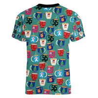 Christmas Teapot Group Women V-Neck T-Shirt Xmas Holiday Patterns - Wonder Print Shop