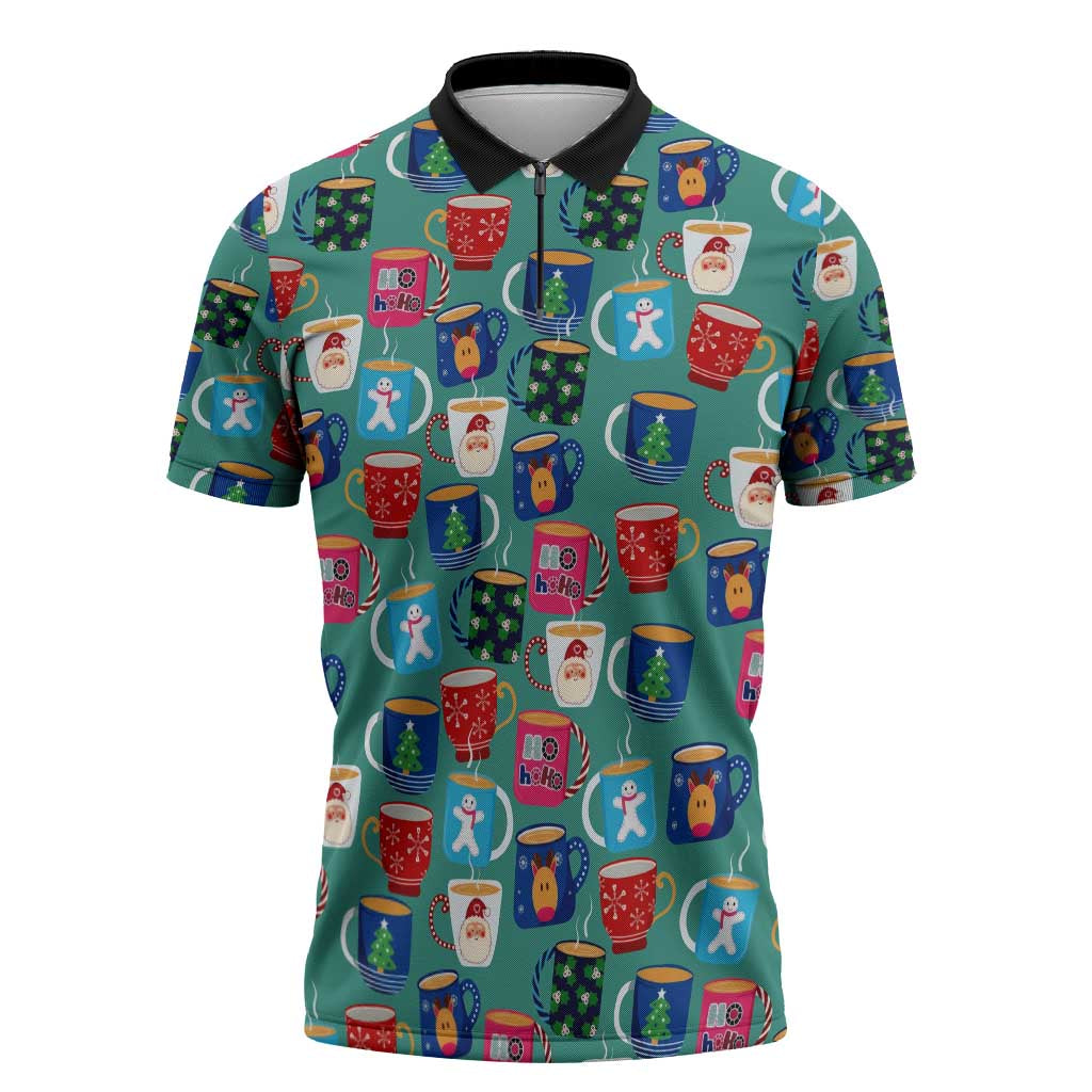 Christmas Teapot Group Zipper Polo Shirt Xmas Holiday Patterns - Wonder Print Shop