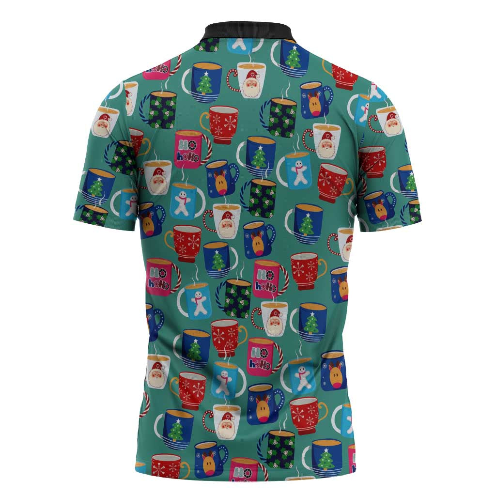 Christmas Teapot Group Zipper Polo Shirt Xmas Holiday Patterns - Wonder Print Shop