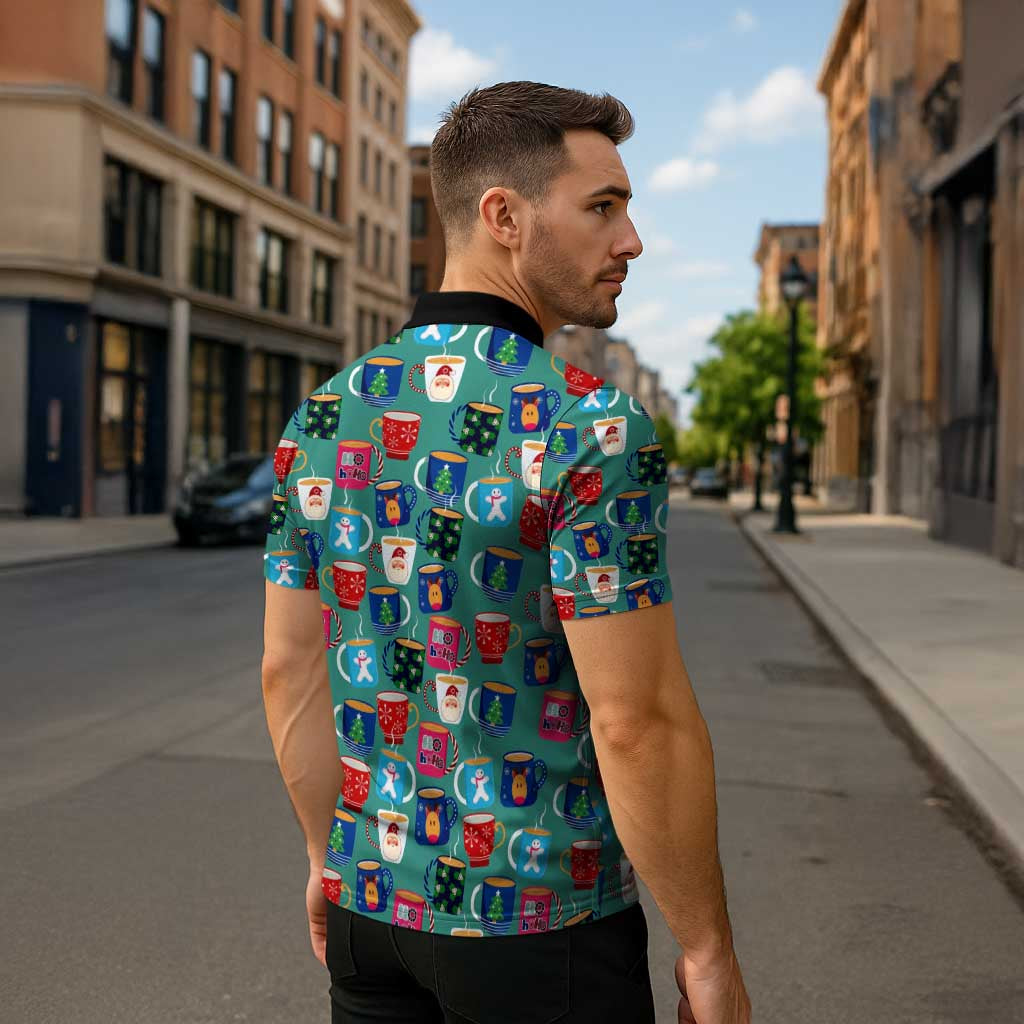 Christmas Teapot Group Zipper Polo Shirt Xmas Holiday Patterns - Wonder Print Shop