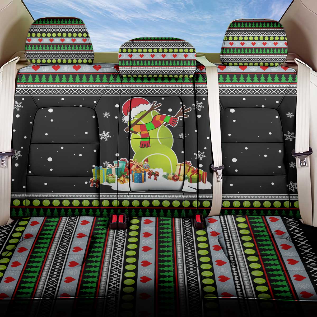 Christmas Tennis Snowman Back Car Seat Cover Xmas Holiday Patterns - Wonder Print Shop
