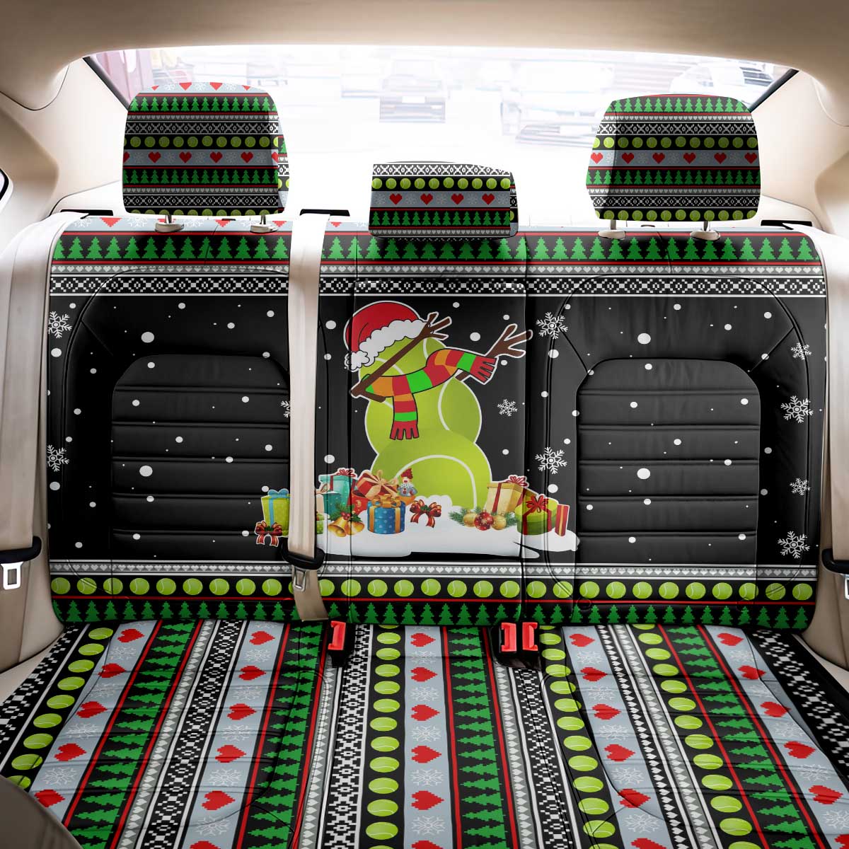 Christmas Tennis Snowman Back Car Seat Cover Xmas Holiday Patterns - Wonder Print Shop