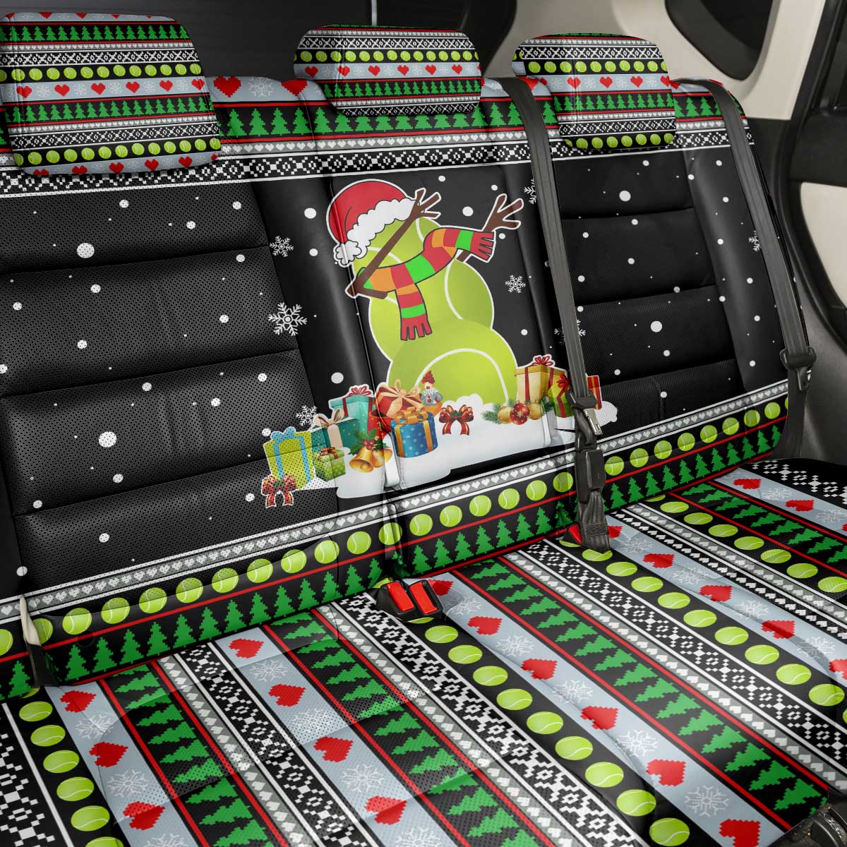 Christmas Tennis Snowman Back Car Seat Cover Xmas Holiday Patterns - Wonder Print Shop