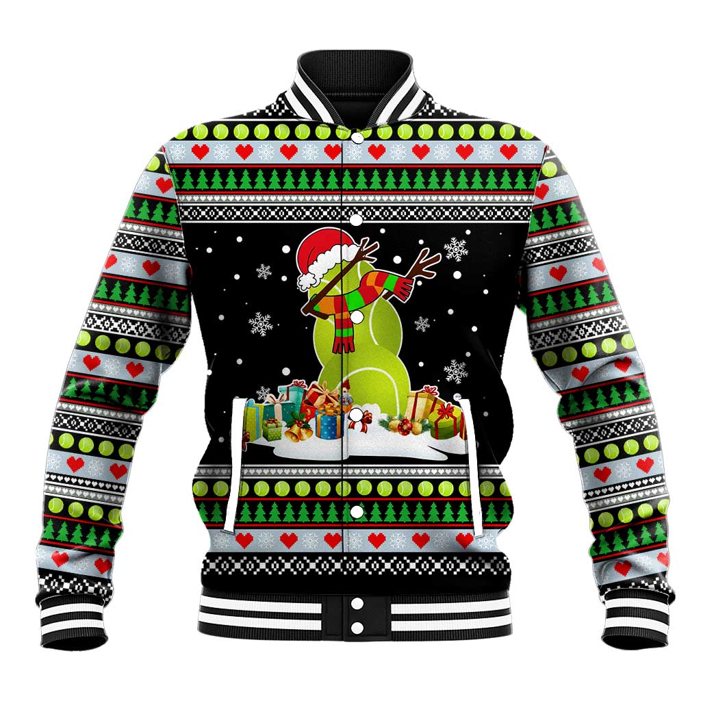 Christmas Tennis Snowman Baseball Jacket Xmas Holiday Patterns - Wonder Print Shop