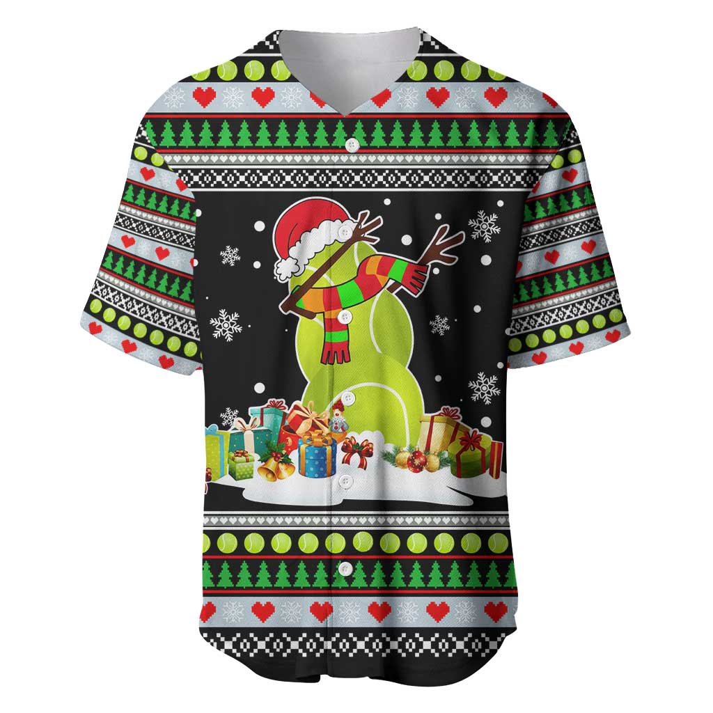 Christmas Tennis Snowman Baseball Jersey Xmas Holiday Patterns - Wonder Print Shop