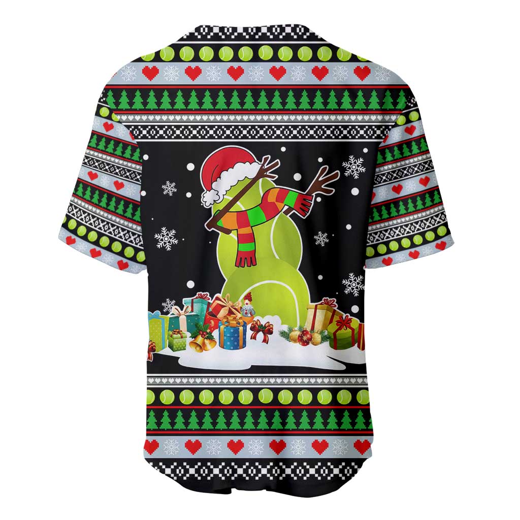 Christmas Tennis Snowman Baseball Jersey Xmas Holiday Patterns - Wonder Print Shop