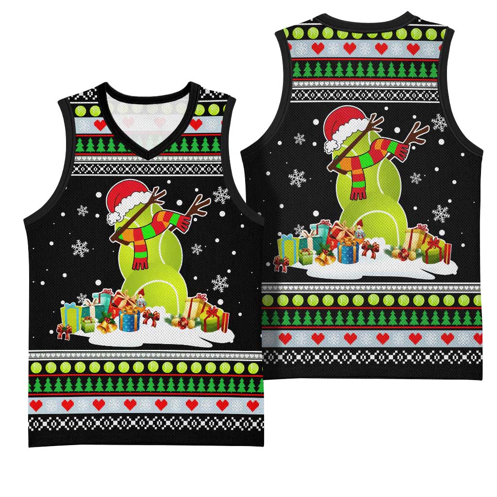 Christmas Tennis Snowman Basketball Jersey Xmas Holiday Patterns - Wonder Print Shop