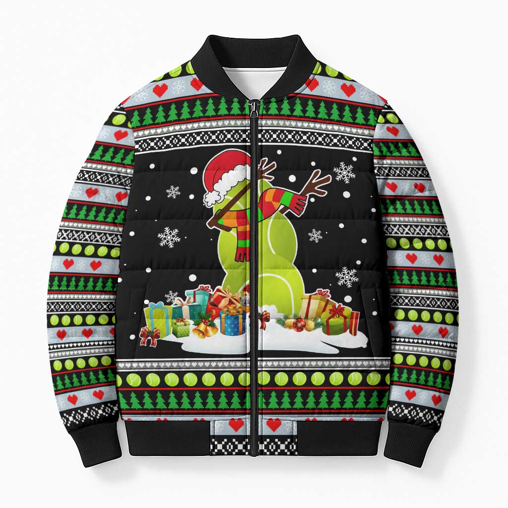 Christmas Tennis Snowman Bomber Puffer Jacket Xmas Holiday Patterns - Wonder Print Shop