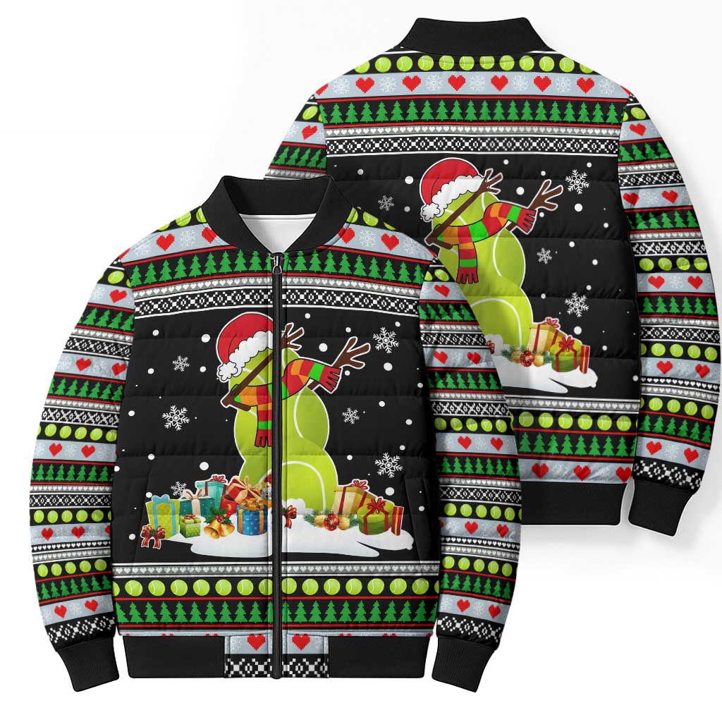 Christmas Tennis Snowman Bomber Puffer Jacket Xmas Holiday Patterns - Wonder Print Shop