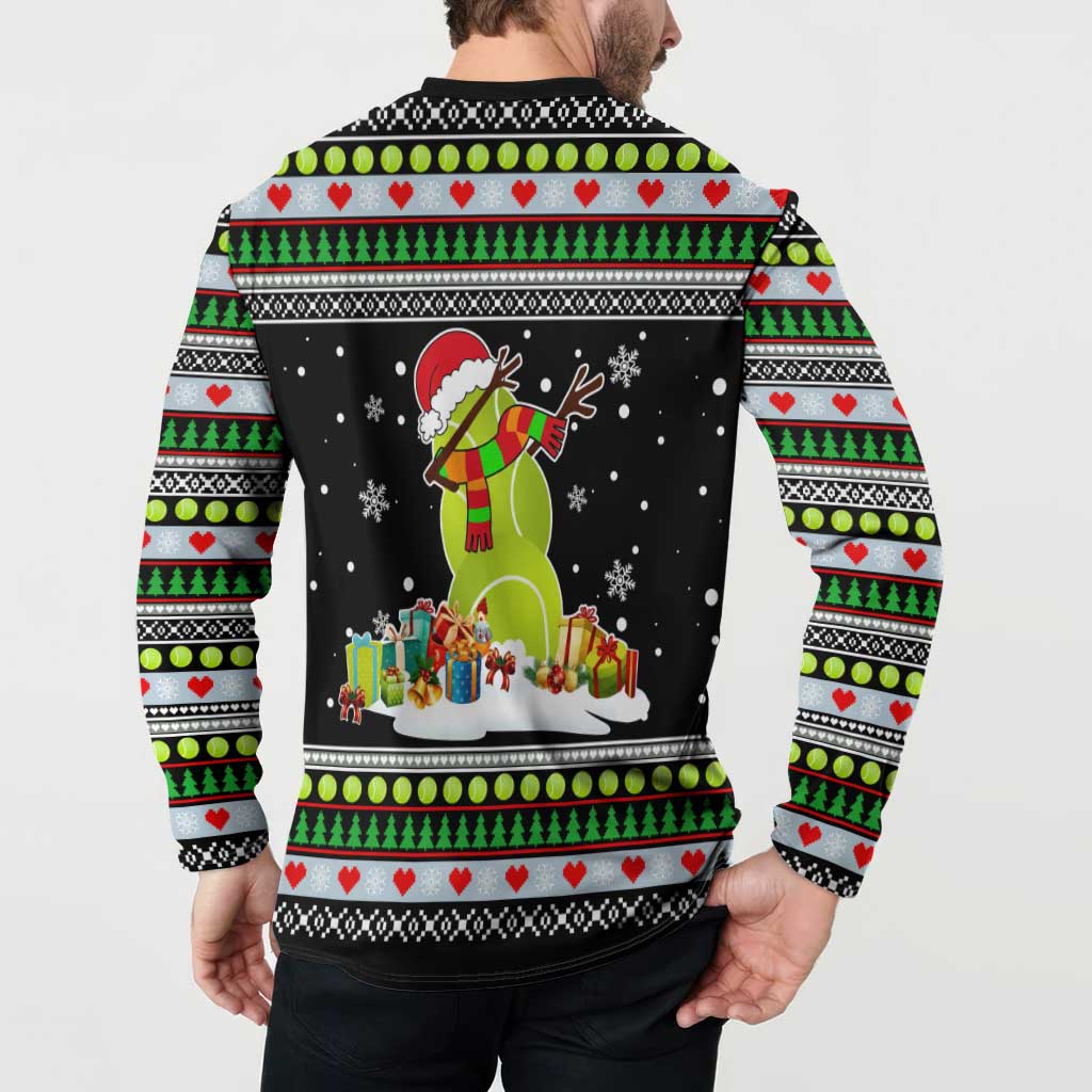 Christmas Tennis Snowman Button Sweatshirt Xmas Holiday Patterns - Wonder Print Shop
