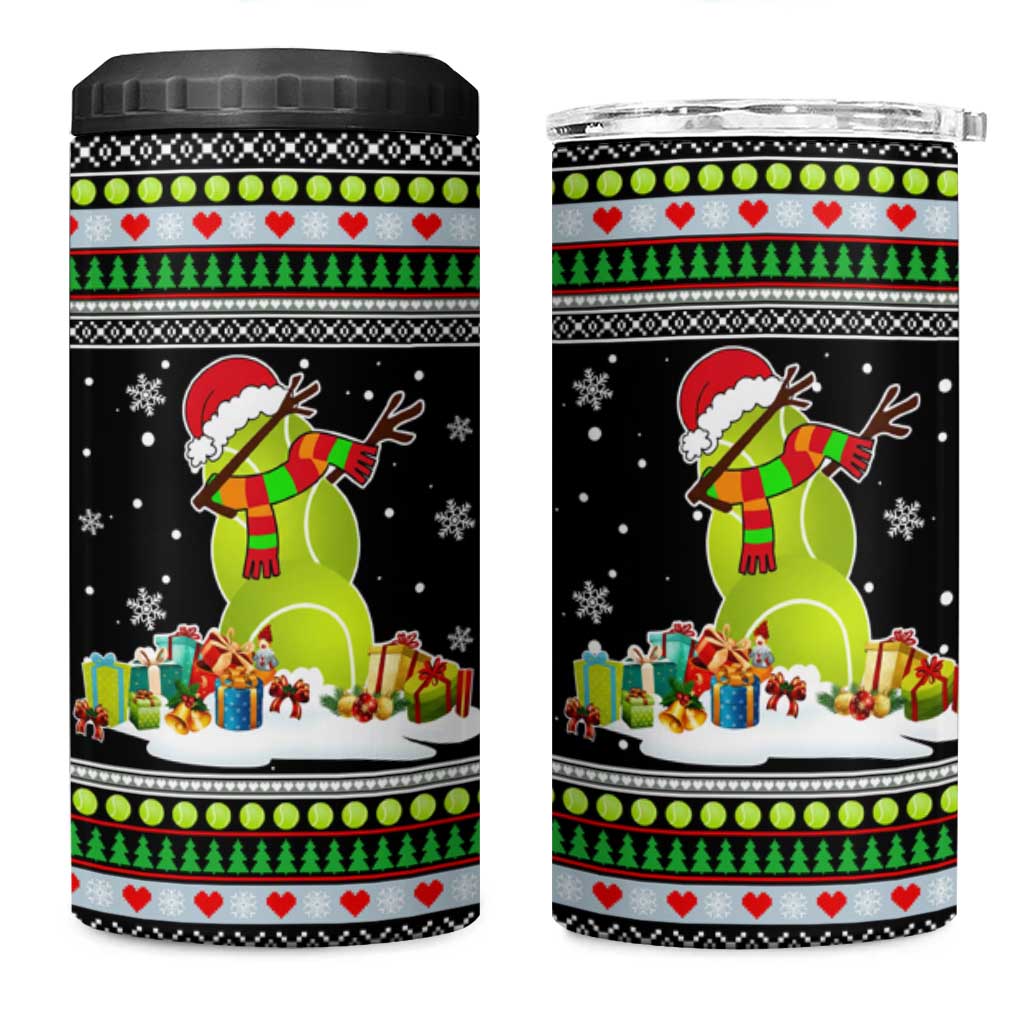 Christmas Tennis Snowman 4 in 1 Can Cooler Tumbler Xmas Holiday Patterns - Wonder Print Shop