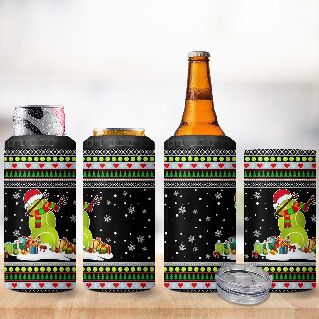 Christmas Tennis Snowman 4 in 1 Can Cooler Tumbler Xmas Holiday Patterns - Wonder Print Shop