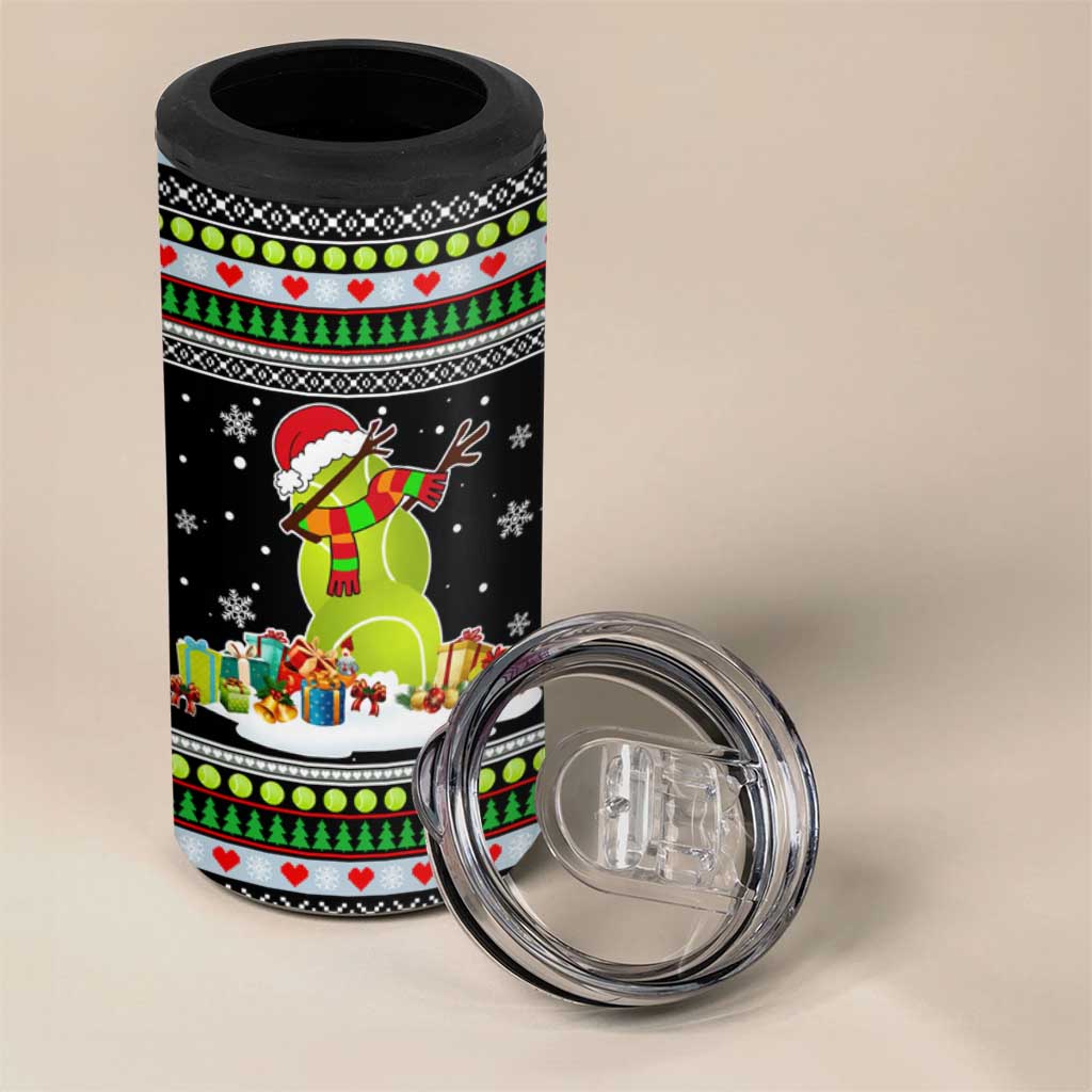 Christmas Tennis Snowman 4 in 1 Can Cooler Tumbler Xmas Holiday Patterns - Wonder Print Shop