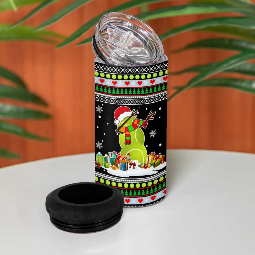 Christmas Tennis Snowman 4 in 1 Can Cooler Tumbler Xmas Holiday Patterns - Wonder Print Shop