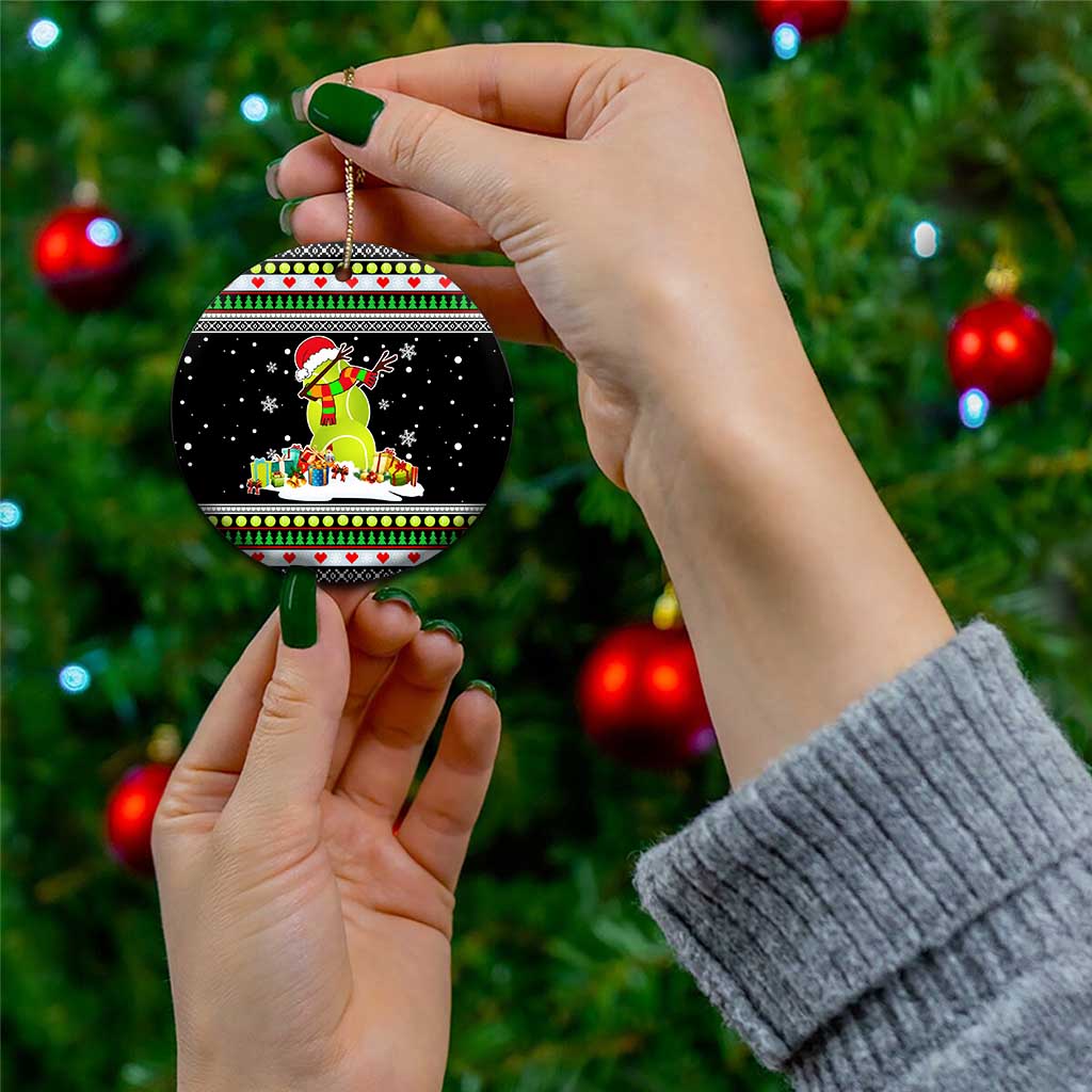Christmas Tennis Snowman Ceramic Ornament Xmas Holiday Patterns - Wonder Print Shop