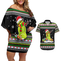 Christmas Tennis Snowman Couples Matching Off Shoulder Short Dress and Hawaiian Shirt Xmas Holiday Patterns - Wonder Print Shop