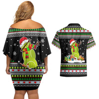 Christmas Tennis Snowman Couples Matching Off Shoulder Short Dress and Hawaiian Shirt Xmas Holiday Patterns - Wonder Print Shop
