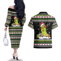 Christmas Tennis Snowman Couples Matching Off The Shoulder Long Sleeve Dress and Hawaiian Shirt Xmas Holiday Patterns - Wonder Print Shop