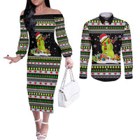 Christmas Tennis Snowman Couples Matching Off The Shoulder Long Sleeve Dress and Long Sleeve Button Shirt Xmas Holiday Patterns - Wonder Print Shop
