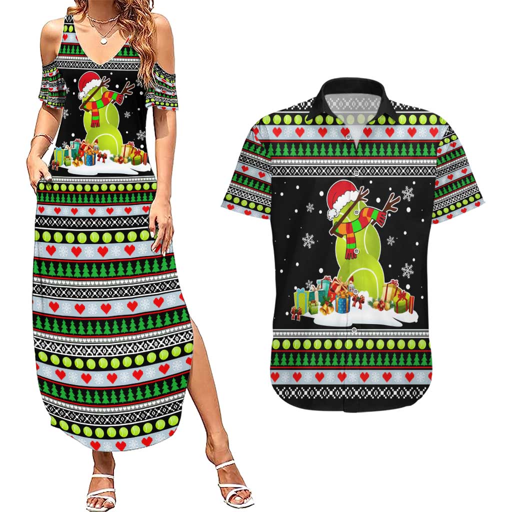 Christmas Tennis Snowman Couples Matching Summer Maxi Dress and Hawaiian Shirt Xmas Holiday Patterns - Wonder Print Shop