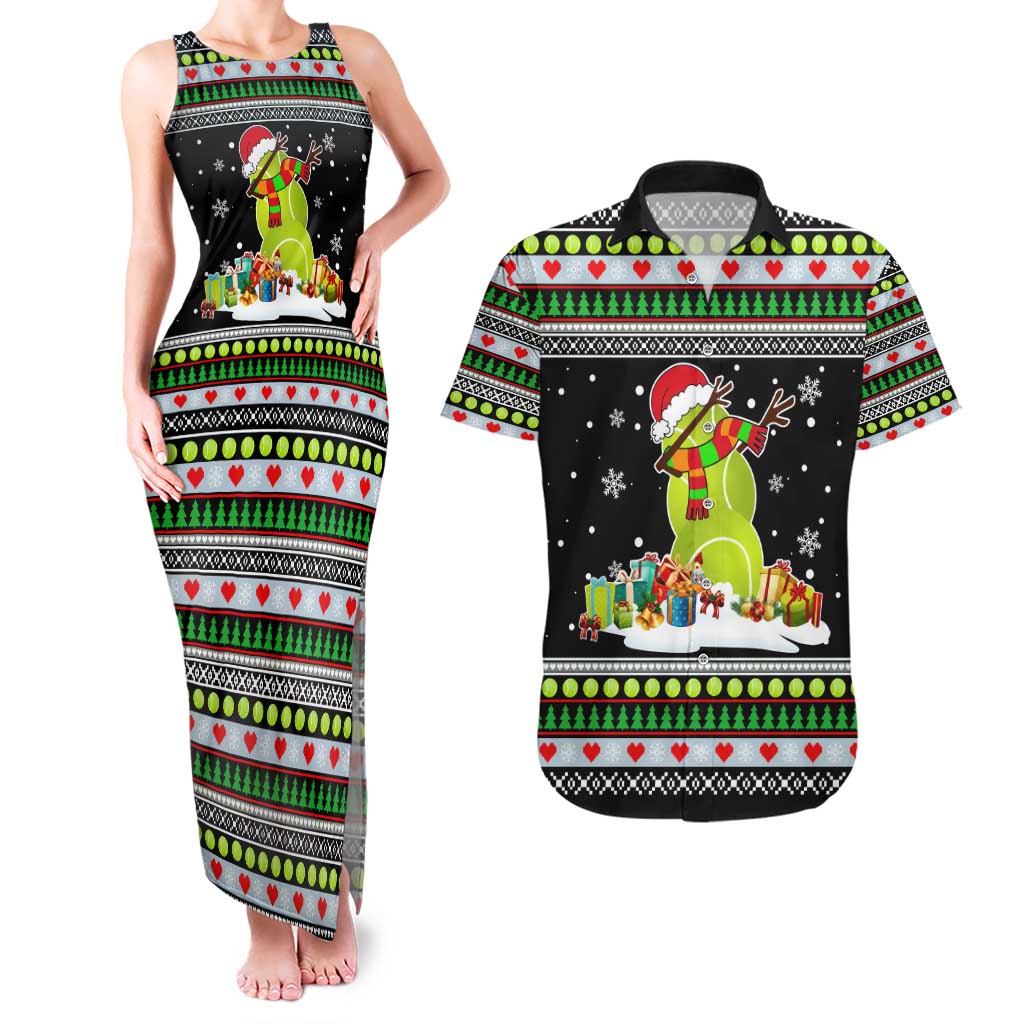 Christmas Tennis Snowman Couples Matching Tank Maxi Dress and Hawaiian Shirt Xmas Holiday Patterns - Wonder Print Shop