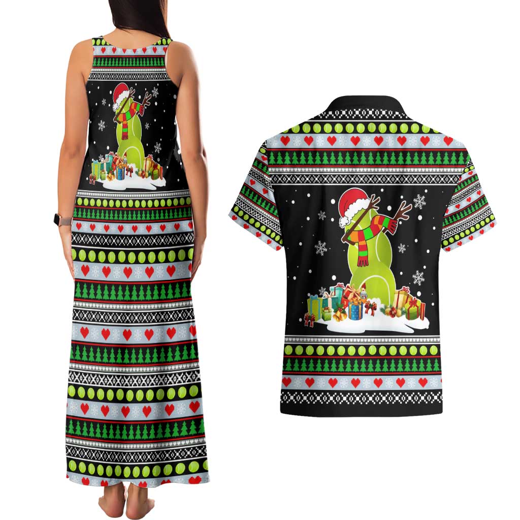 Christmas Tennis Snowman Couples Matching Tank Maxi Dress and Hawaiian Shirt Xmas Holiday Patterns - Wonder Print Shop