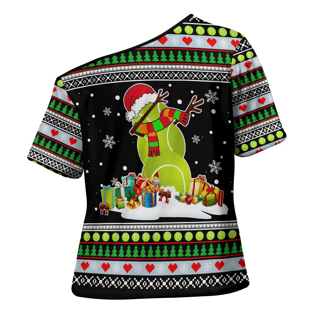 Christmas Tennis Snowman Cross Shoulder Shirt Xmas Holiday Patterns - Wonder Print Shop