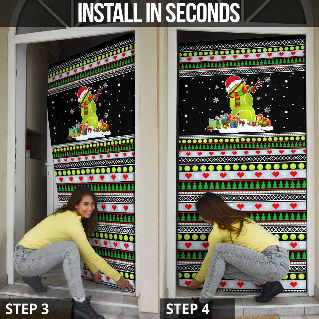 Christmas Tennis Snowman Door Cover Xmas Holiday Patterns - Wonder Print Shop