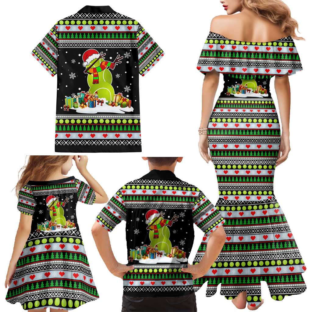 Christmas Tennis Snowman Family Matching Mermaid Dress and Hawaiian Shirt Xmas Holiday Patterns - Wonder Print Shop