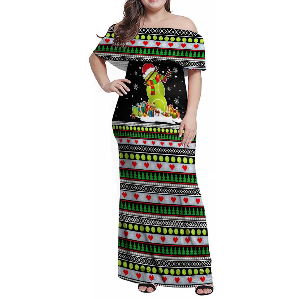 Christmas Tennis Snowman Family Matching Off Shoulder Maxi Dress and Hawaiian Shirt Xmas Holiday Patterns - Wonder Print Shop