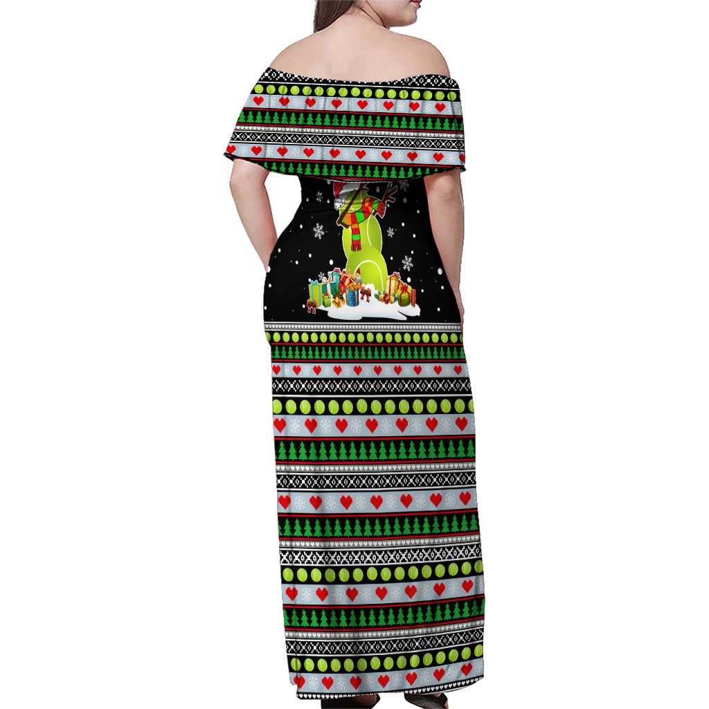 Christmas Tennis Snowman Family Matching Off Shoulder Maxi Dress and Hawaiian Shirt Xmas Holiday Patterns - Wonder Print Shop