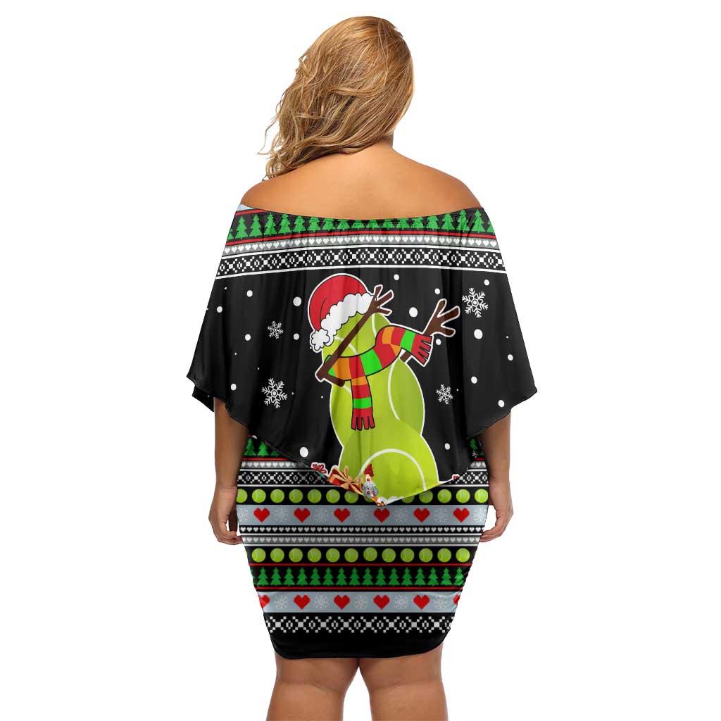 Christmas Tennis Snowman Family Matching Off Shoulder Short Dress and Hawaiian Shirt Xmas Holiday Patterns - Wonder Print Shop