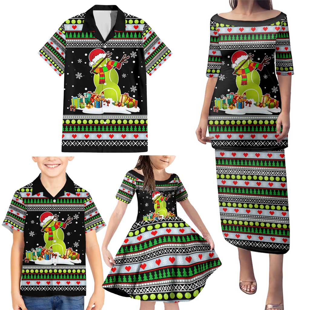 Christmas Tennis Snowman Family Matching Puletasi and Hawaiian Shirt Xmas Holiday Patterns - Wonder Print Shop