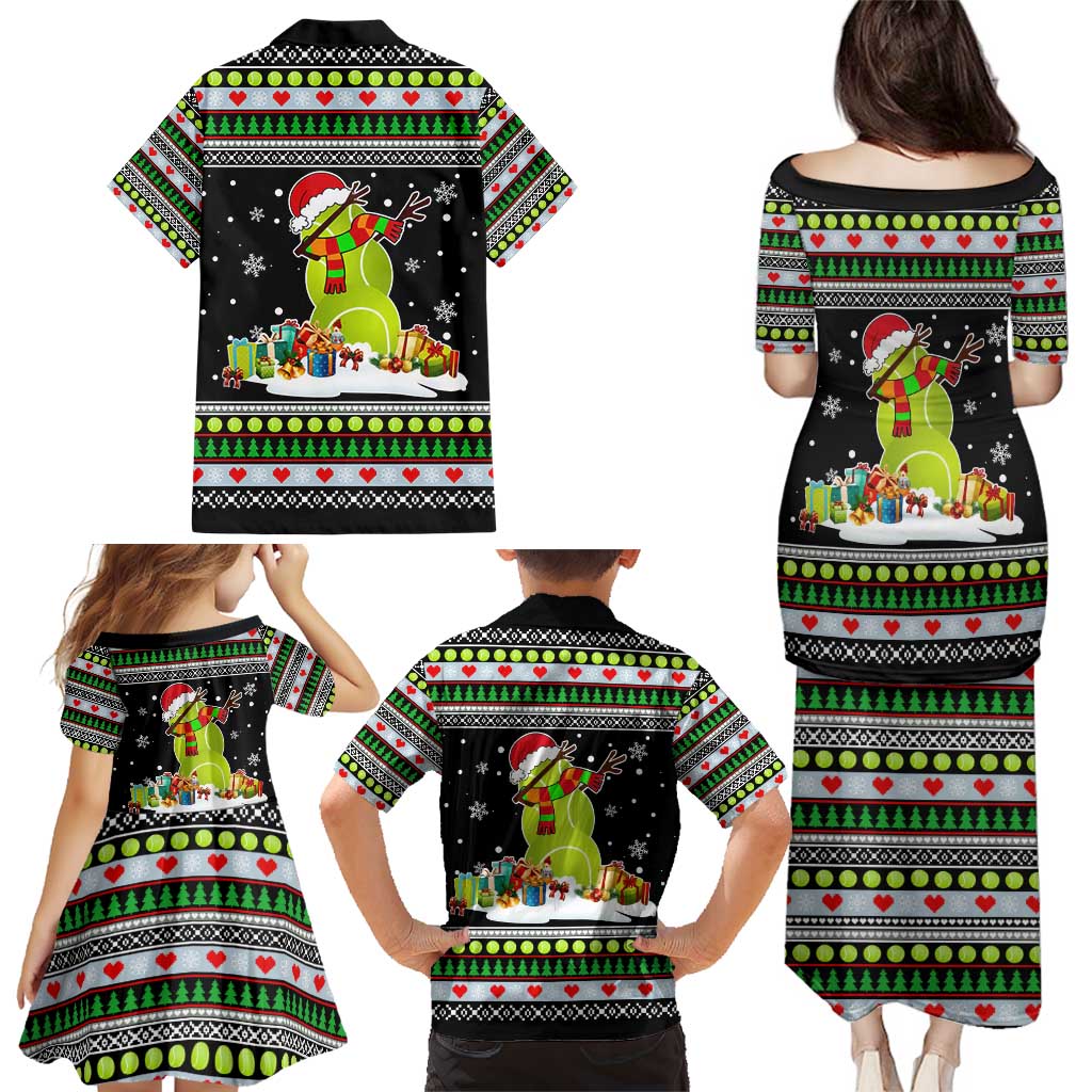Christmas Tennis Snowman Family Matching Puletasi and Hawaiian Shirt Xmas Holiday Patterns - Wonder Print Shop
