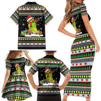 Christmas Tennis Snowman Family Matching Short Sleeve Bodycon Dress and Hawaiian Shirt Xmas Holiday Patterns - Wonder Print Shop