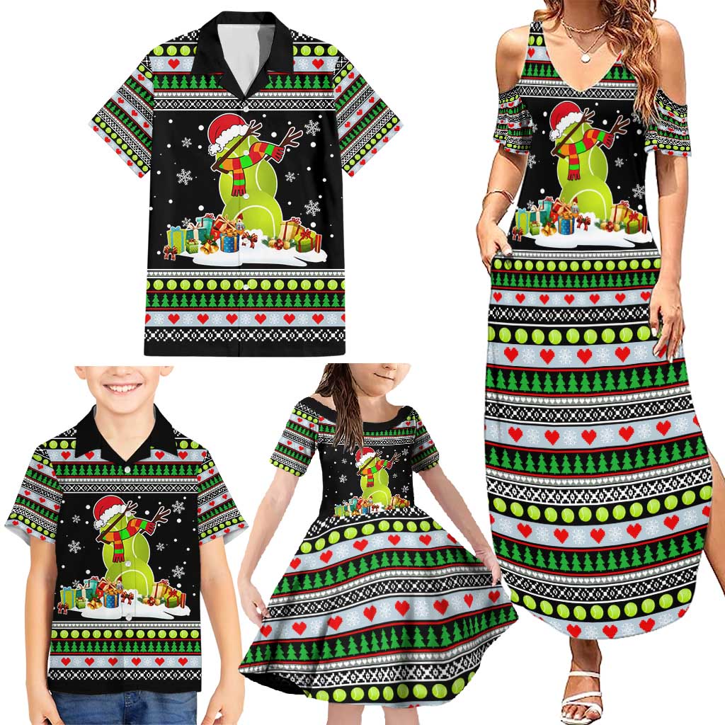Christmas Tennis Snowman Family Matching Summer Maxi Dress and Hawaiian Shirt Xmas Holiday Patterns - Wonder Print Shop