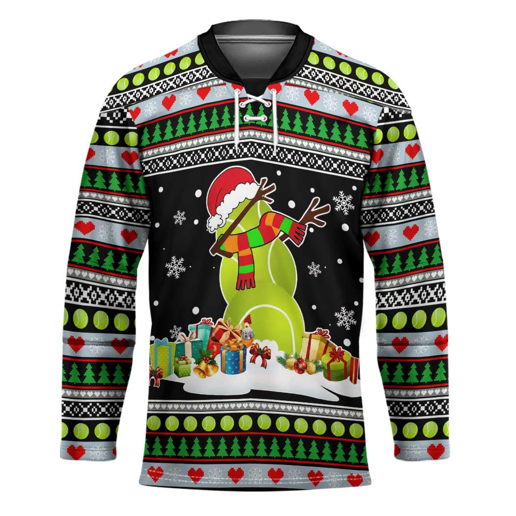 Christmas Tennis Snowman Hockey Jersey Xmas Holiday Patterns - Wonder Print Shop