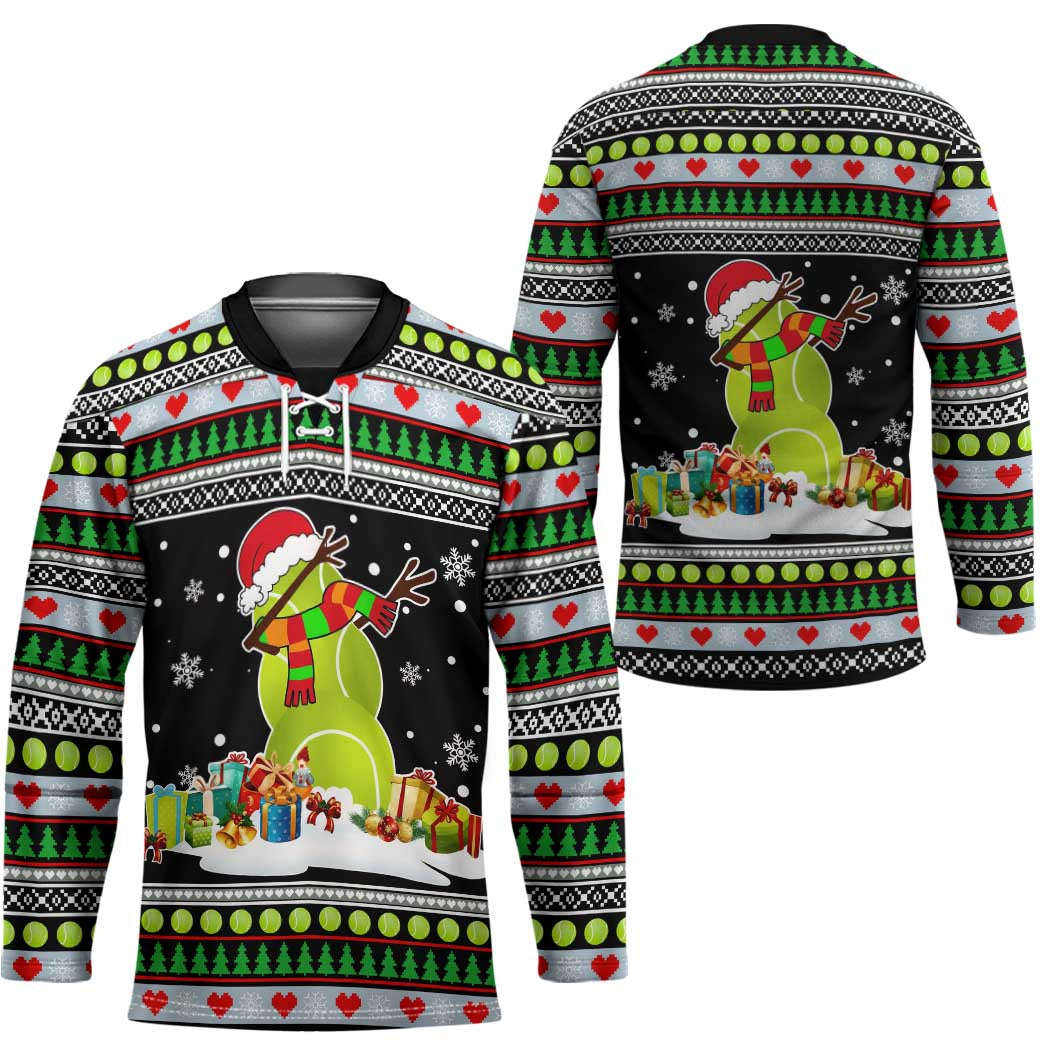 Christmas Tennis Snowman Hockey Jersey Xmas Holiday Patterns - Wonder Print Shop