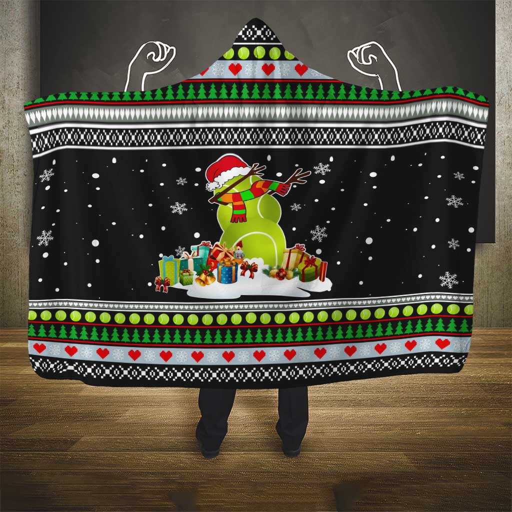 Christmas Tennis Snowman Hooded Blanket Xmas Holiday Patterns - Wonder Print Shop