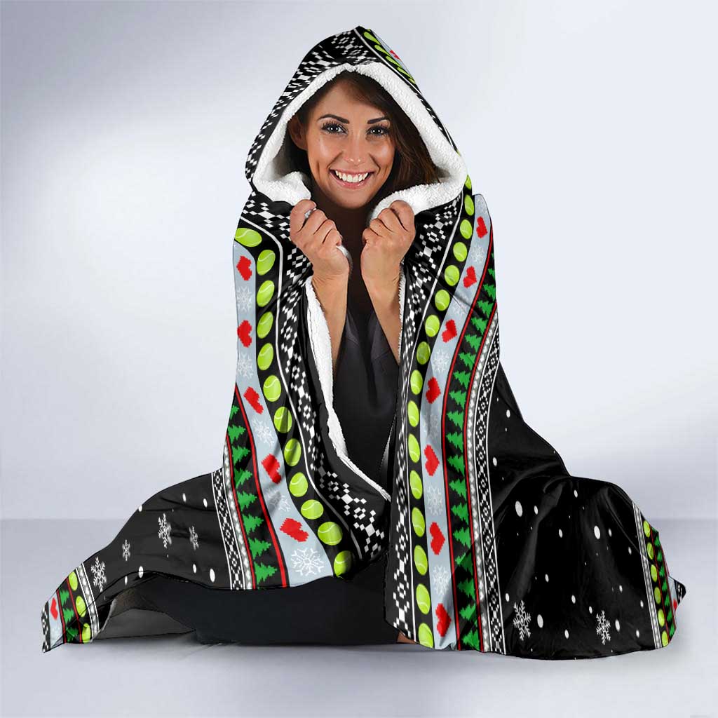 Christmas Tennis Snowman Hooded Blanket Xmas Holiday Patterns - Wonder Print Shop