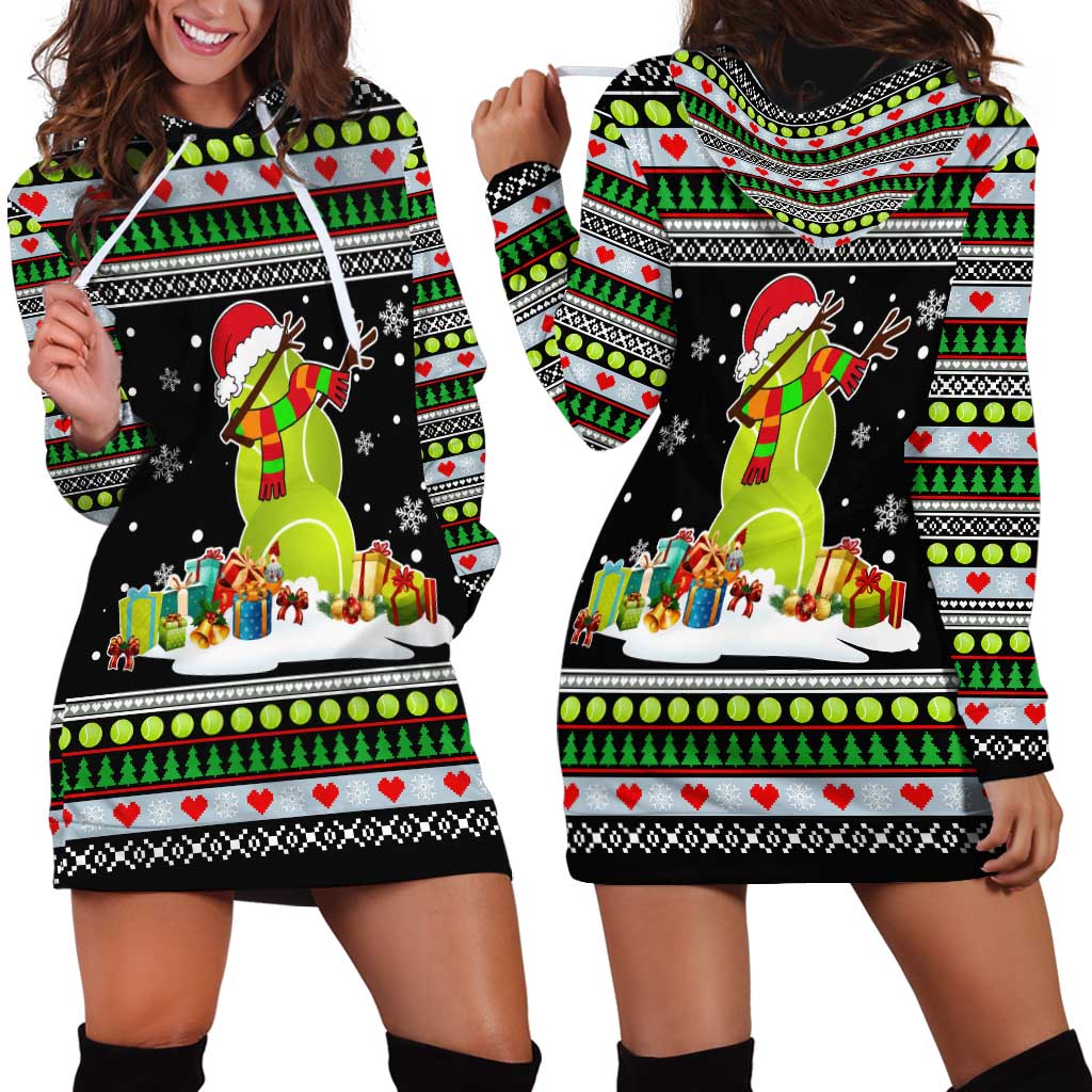 Christmas Tennis Snowman Hoodie Dress Xmas Holiday Patterns - Wonder Print Shop