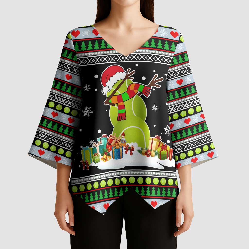 Christmas Tennis Snowman Kimono Sleeve Blouse Xmas Holiday Patterns - Wonder Print Shop