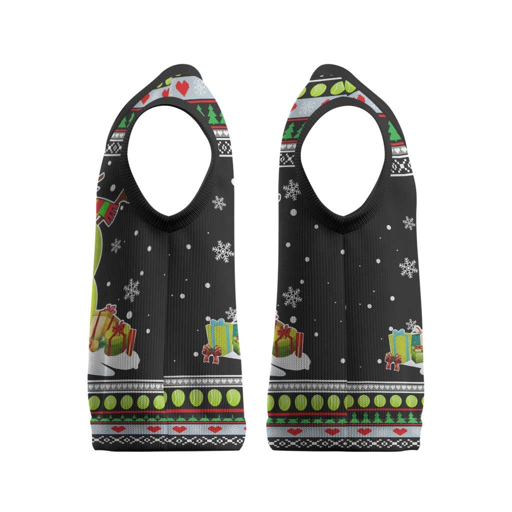 Christmas Tennis Snowman Christmas Knitted V-Neck Vest Xmas Holiday Patterns - Wonder Print Shop