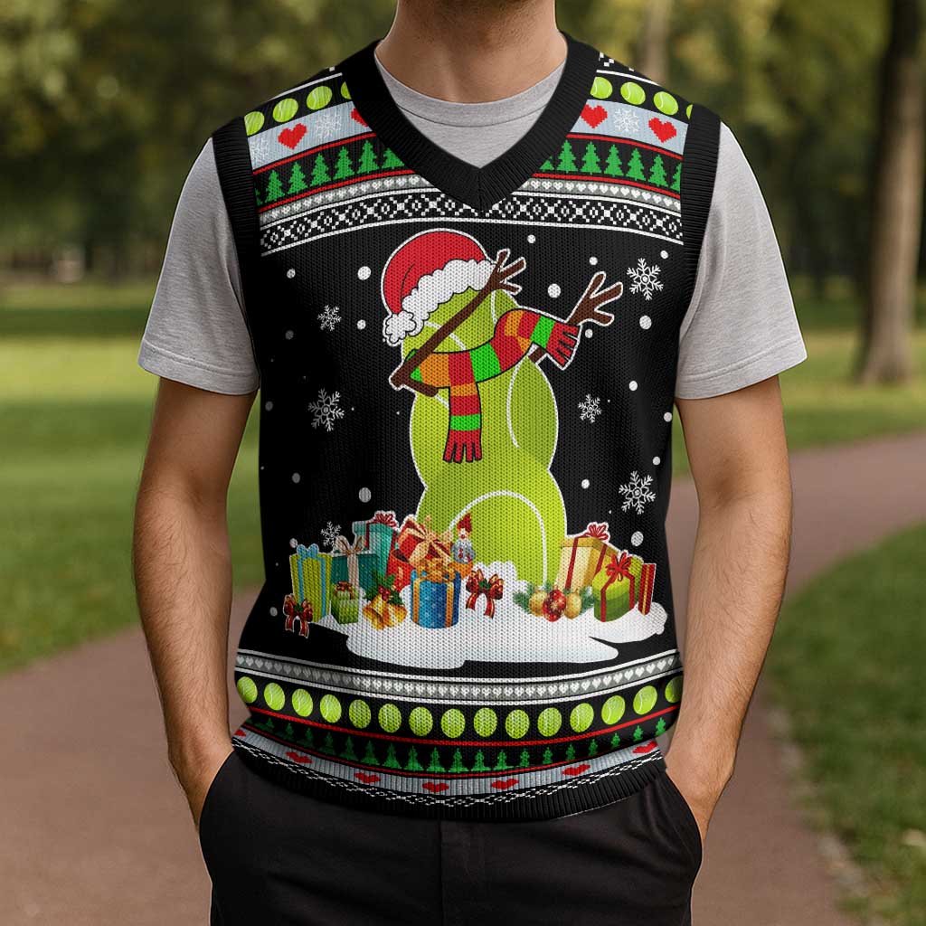 Christmas Tennis Snowman Christmas Knitted V-Neck Vest Xmas Holiday Patterns - Wonder Print Shop
