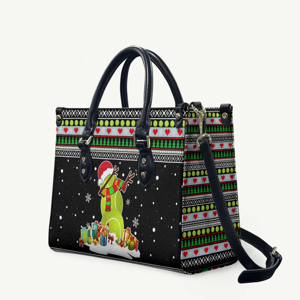 Christmas Tennis Snowman Leather Bag Xmas Holiday Patterns - Wonder Print Shop